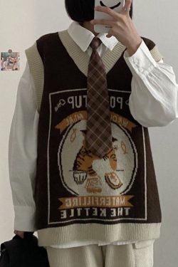 Kawaii Cat Sweater Vest Harajuku Knitted Vest