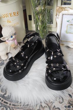 Kawaii Lolita Shoes with Rivets - Y2K Fashion