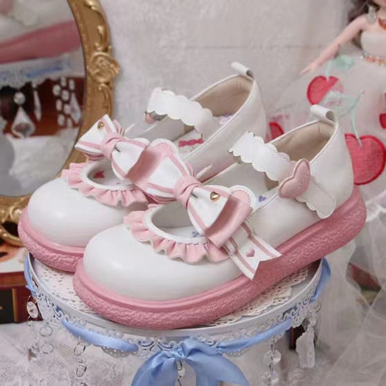 Kawaii Pink Bow Buckle Lolita Mary Janes Shoes