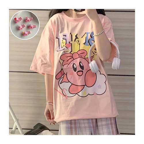 Kirby Anime Tshirt - Kawaii Loose Cotton Shirt for Y2K Fashion