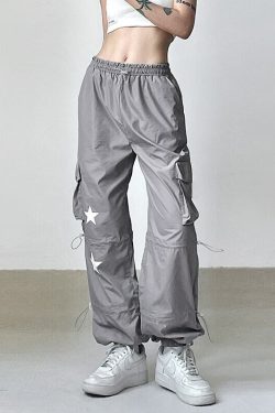 Korean Star Print Cargo Pants - Y2K Fashion - Harajuku Clothing