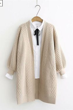 Korean Style Beige Knitted Cardigan - Y2K Fashion