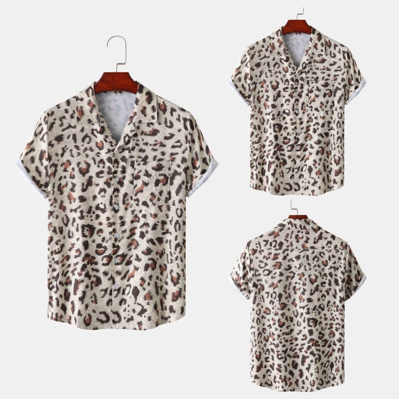 Leopard Print Men Hawaiian Shirt - Quick Dry Beach Shirt