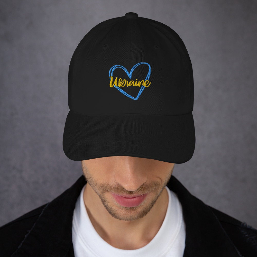 Love Ukraine Embroidered Black Hat for Men - Gift for Her