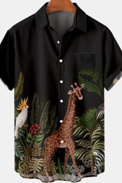 Men's Hawaiian Palm Leaf Printed Shirt: Breathable Summer Beach Blouse