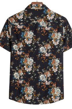 Men's Slim Fit Floral Print Shirt - Y2K Harajuku Style Beach Casual