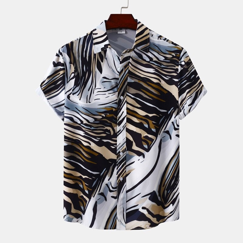 Men's Tiger Print Hawaiian Shirt - Y2K Clothing
