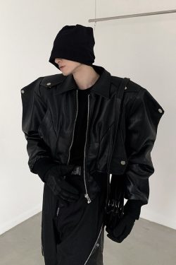 Men's Vegan Leather Bomber Jacket | High Quality Y2K Clothing