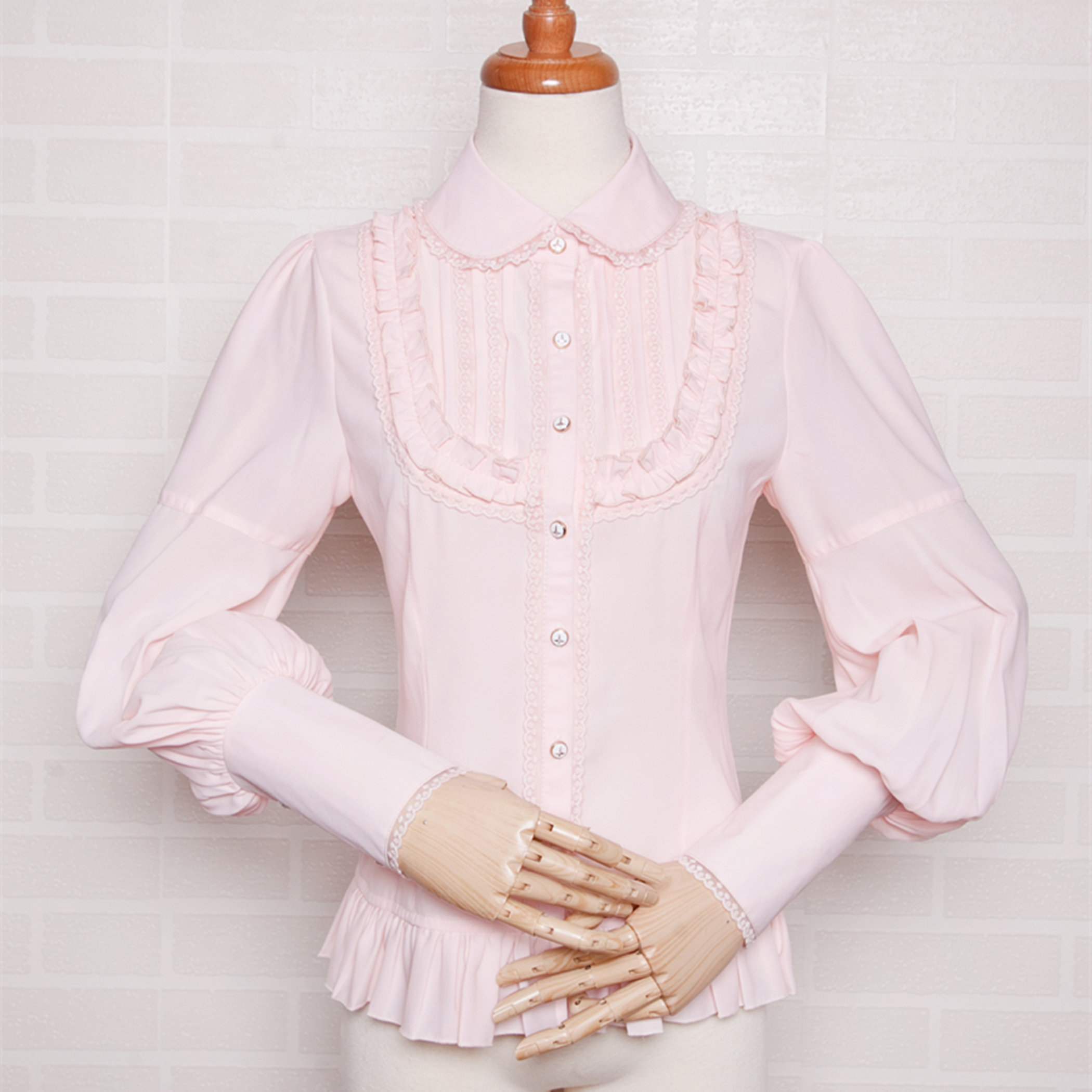 Pink Chiffon Shirt - Elegant Women's Vintage Collar Lolita Shirt