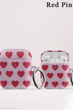 Pink Heart Print AirPods Pro Case - Y2K Aesthetic Cute & Protective