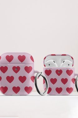 Pink Heart Print AirPods Pro Case - Y2K Aesthetic Cute & Protective