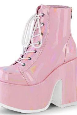 Pink Lace Chunky Punk High Platform Ankle Boots