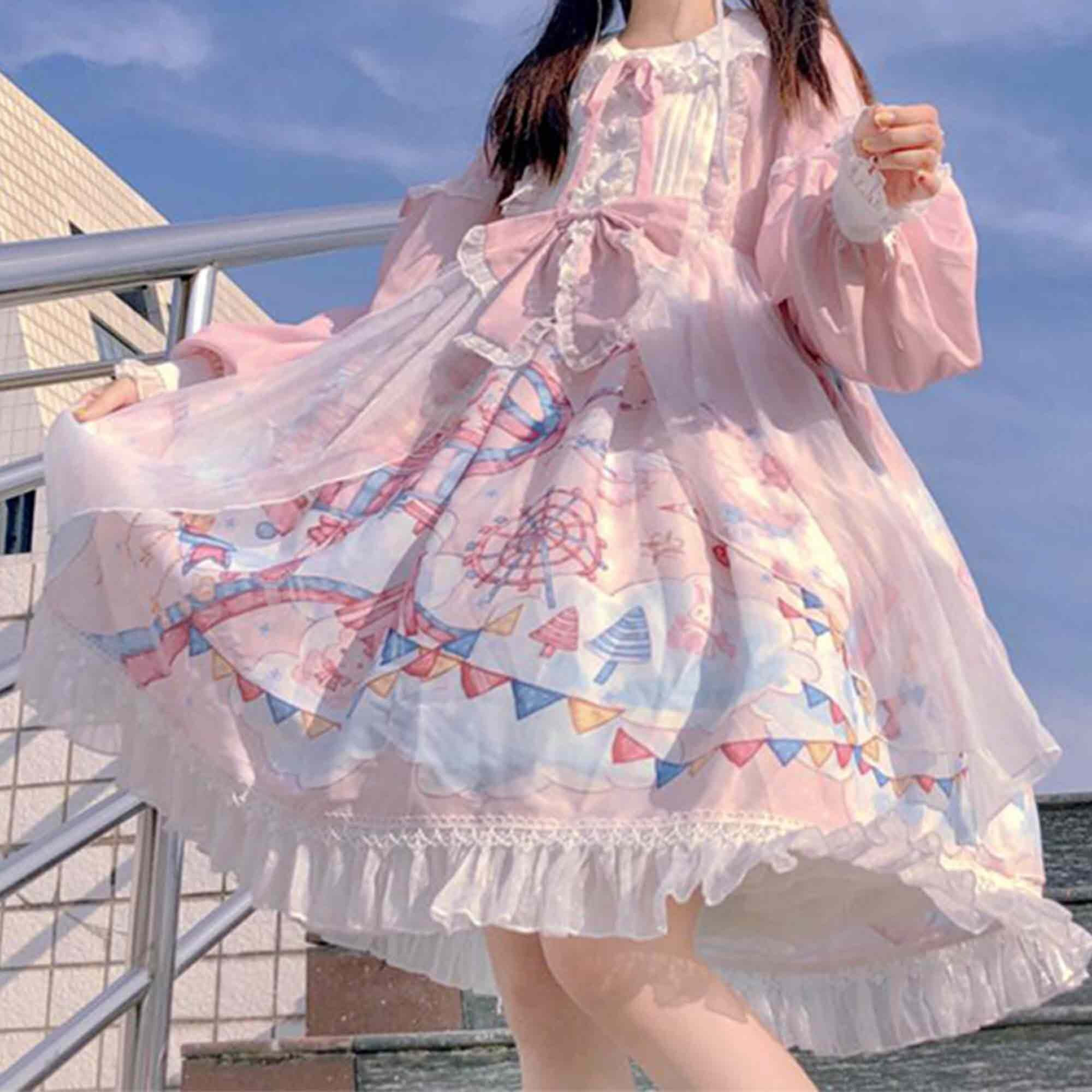 Pink Lolita Dress - Y2K Clothing Fashion for Women