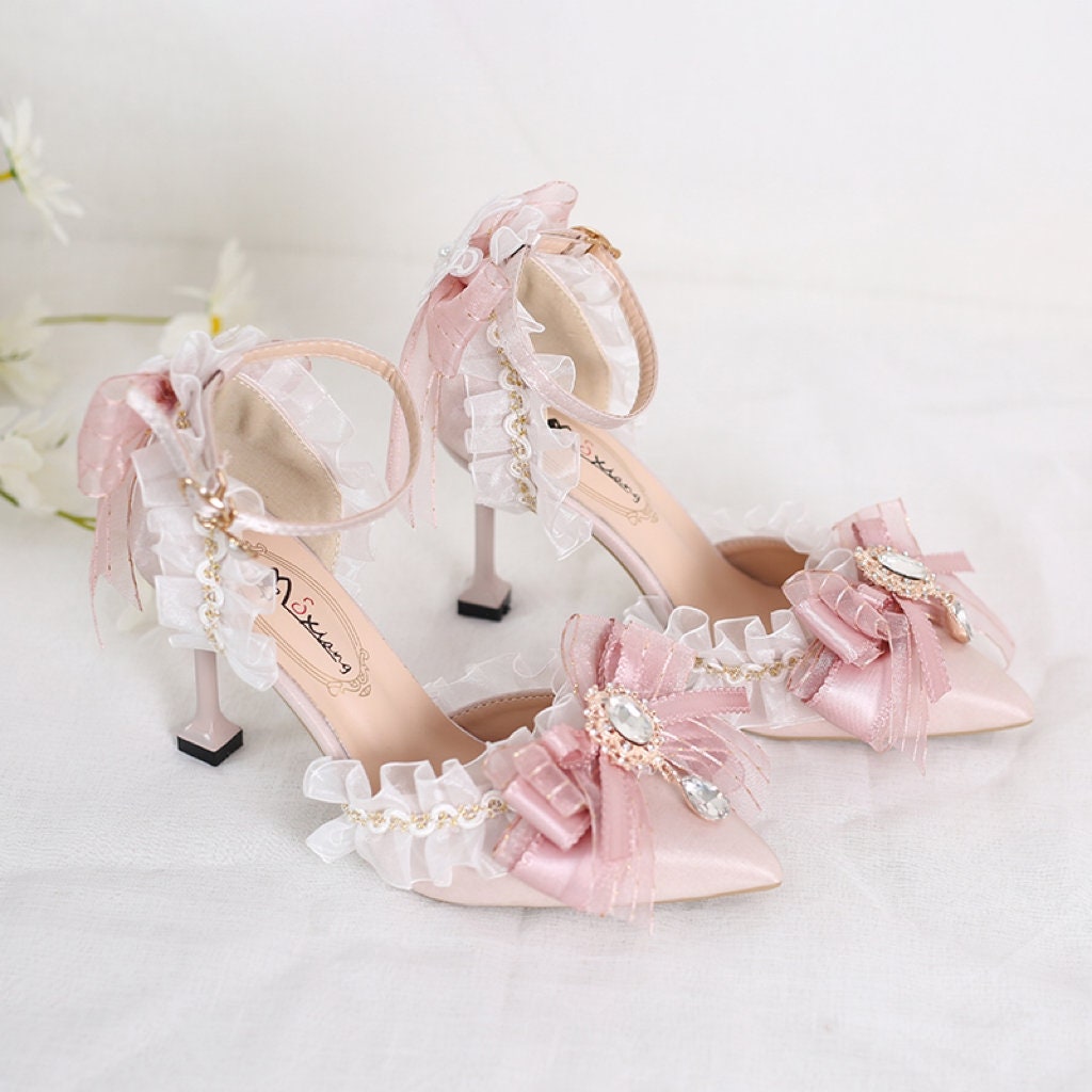 Pink Lolita High Heels - Exquisite Bridesmaid Wedding Shoes