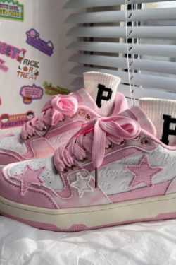 Pink Star Sneakers - Harajuku Kawaii Platform Shoes