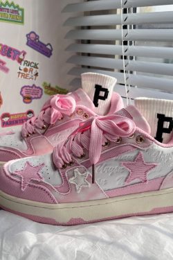 Pink Star Sneakers - Harajuku Kawaii Platform Shoes