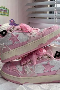 Pink Star Y2K Sneakers - Harajuku Kawaii Platform Shoes