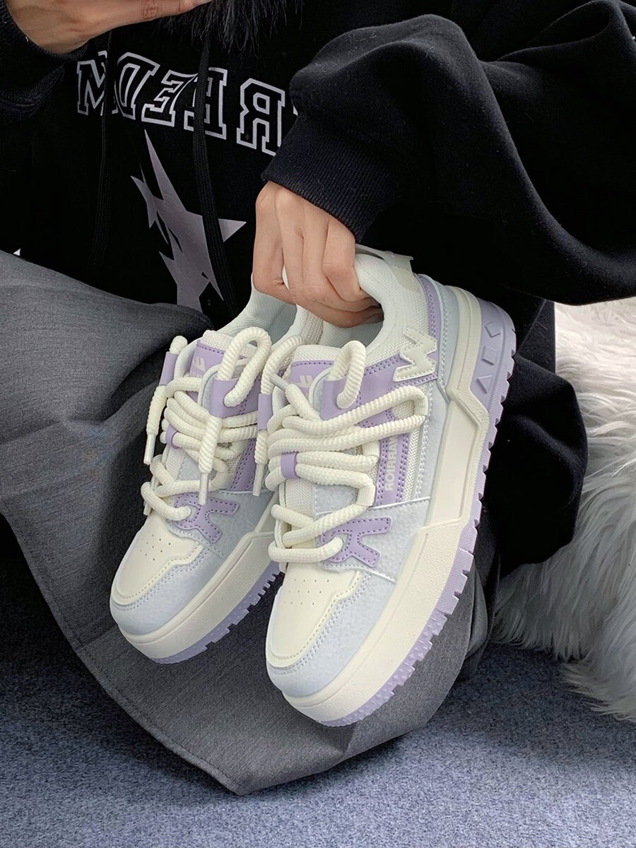 Purple Sneakers for Women - Ventilate Platform Shoes - Harajuku Style