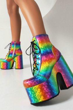 Rainbow Platform Ankle Boots - Unisex LGBTQ+ Fashion