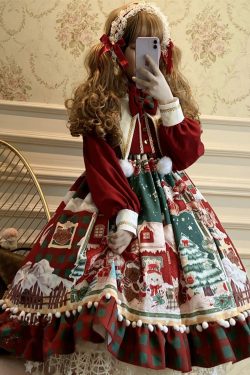 Red Lolita Dress for Y2K Fashion - Snowman Princess Party Costume