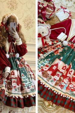 Red Lolita Dress for Y2K Fashion - Snowman Princess Party Costume