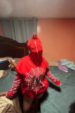 Red Y2K Spider Web Hoodie - Full Zip, Warm & Grunge