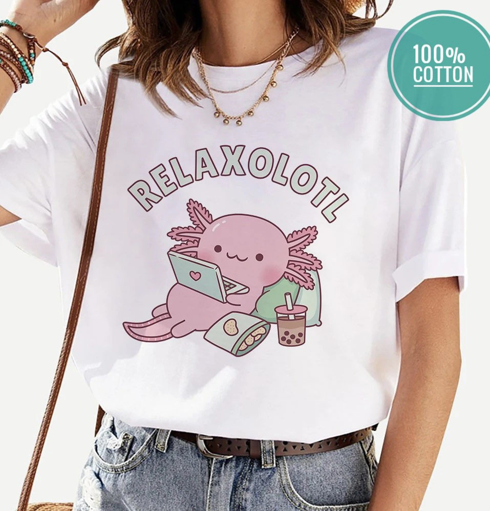 Relaxolotl T-Shirt - Anime Style Teenage Shirt - Couple Gift
