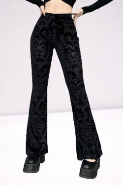 Retro Floral Printed High Waisted Flare Trousers