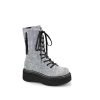 Rhinestone Platform Combat Boots - Y2K Fashion