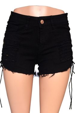 Sexy Ripped Hole Denim Lace Up Shorts for Women