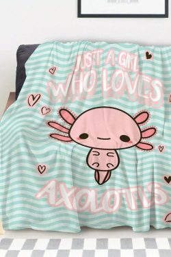 Soft Plush Axolotl Blanket - Cute Kawaii Gift for Girls and Teens