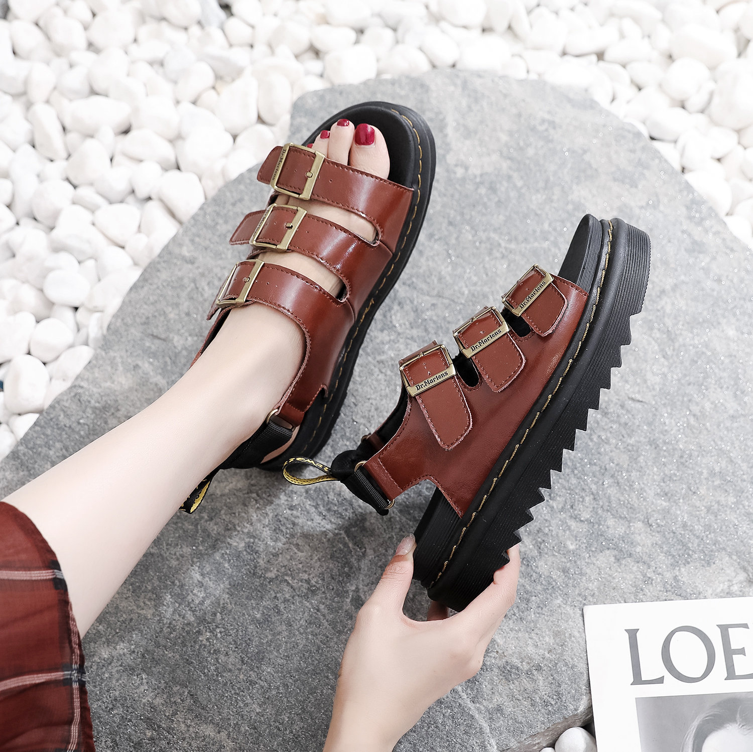 Stylish Genuine Leather Platform Sandals - Women's Fashion