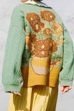 Van Gogh Sunflower Cardigan - Y2K E-Girl Style