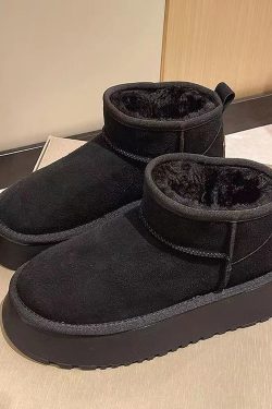 Vegan Fur Fluffy Snow Ankle Boots Y2K Clothing