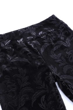 Vintage Black Floral Pattern Slim Fit Gothic Pants