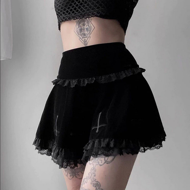 Vintage Gothic High Waist Mini Skirt for Women