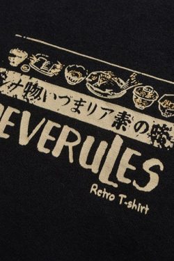 Vintage Japanese Kanji Pattern T-Shirt - Y2K Grunge Retro Streetwear