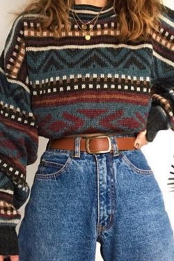Vintage Retro Sweater Pullover - Y2K Clothing Fashion