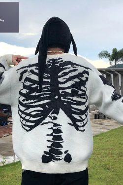 Vintage Skeleton Sweater - Y2K Grunge Retro Bone Pullover