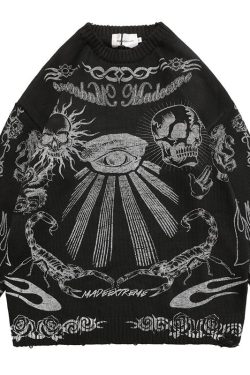 Vintage Skull Sweater - Gothic Grunge Streetwear