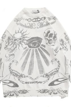 Vintage Skull Sweater - Gothic Grunge Streetwear