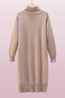 Warm Wool Knit Dress - Chic Women's Winter Autumn Long-Sleeve Knitwear