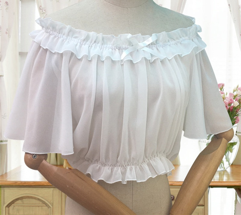 White Chiffon Blouse Victorian Inspired Lolita Gothic Shirt