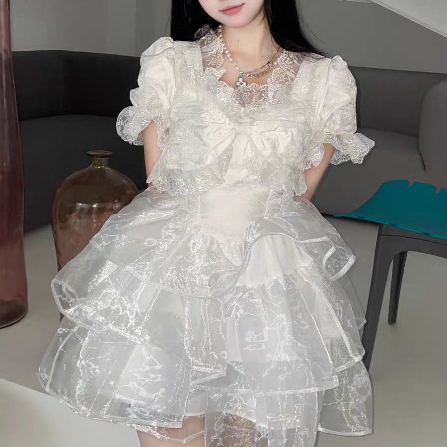White Lolita Dress - Short Sleeve Summer Fairy Cosplay
