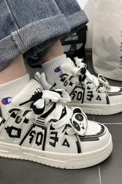 White Platform Sneakers for Women - Kawaii Harajuku Y2K Fashion