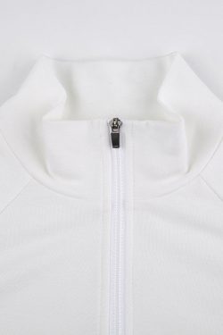 White Zipper Y2K Jacket - Vintage Aesthetic Hoodie