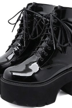 Wicca Witch Platform Ankle Boots - Chunky Gothic Lolita Wedges