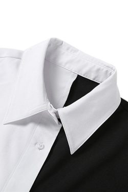 Women's Gothic Punk Casual Shirt - Black/White Y2K Clothing