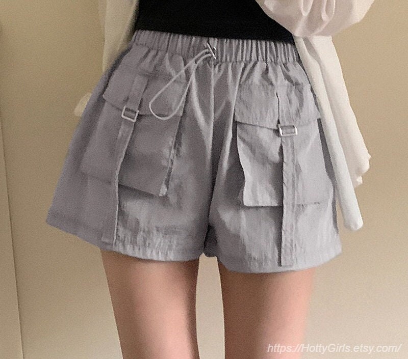 Women's High-Waist Cargo Shorts: Y2K Korean Style