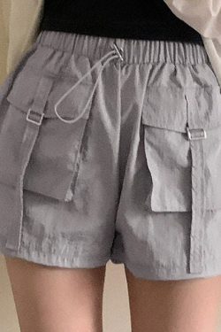 Women's High-Waist Cargo Shorts: Y2K Korean Style